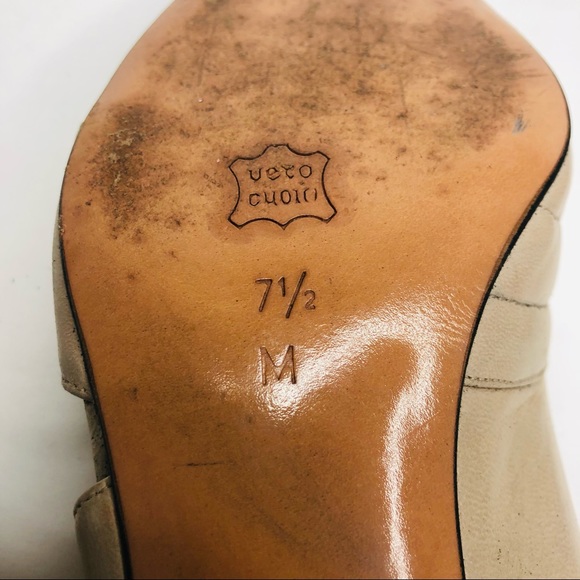 Vintage Bally Peep Toe Sling Back Italian Beige Shoes Size 7.5 - Picture 9 of 12